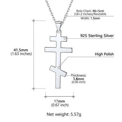 Sterling Silver Russian Orthodox Cross Necklace