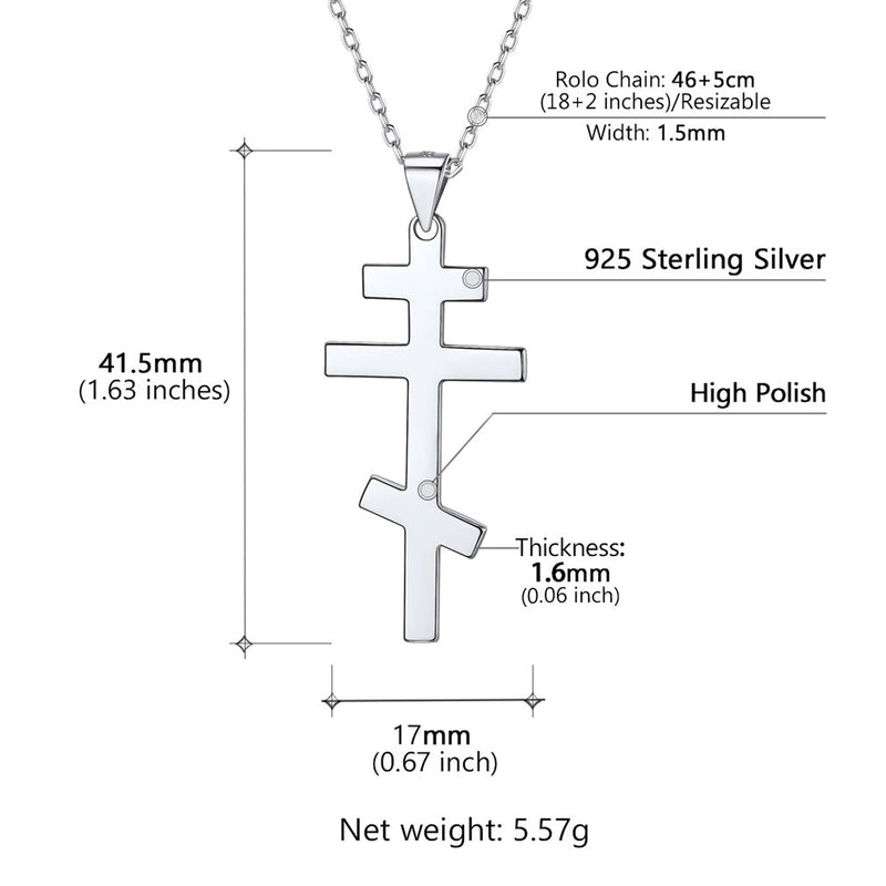 Sterling Silver Russian Orthodox Cross Necklace