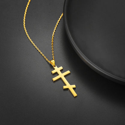 Sterling Silver Russian Orthodox Cross Necklace