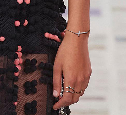 Sterling Silver Sideways Cross Bracelet for /