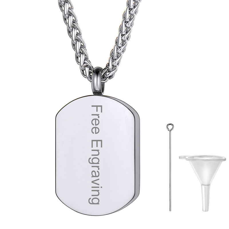 Customized Urn Dog Tag Necklace for Ashes Memorial Cremation Jewelry