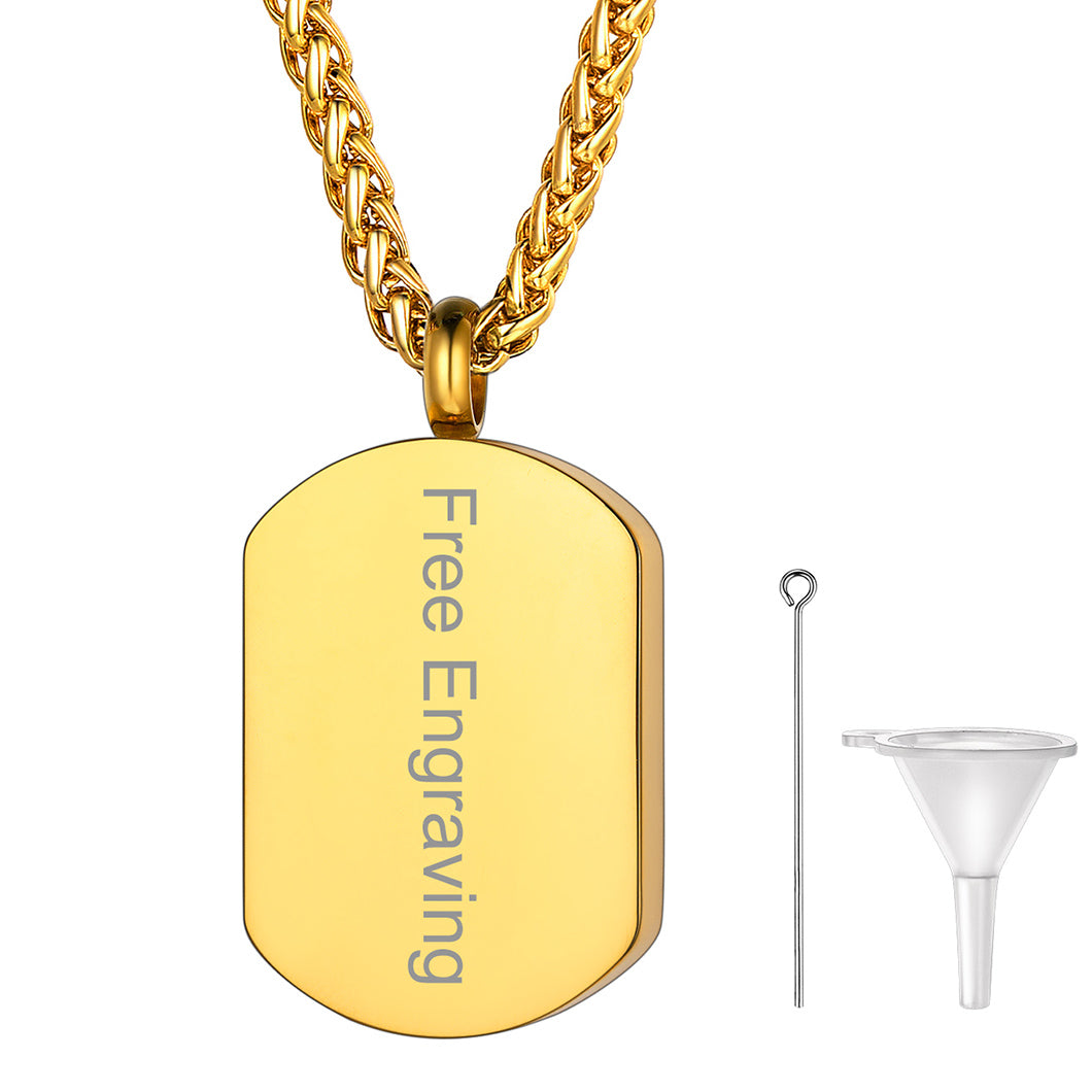 Customized Urn Dog Tag Necklace for Ashes Memorial Cremation Jewelry