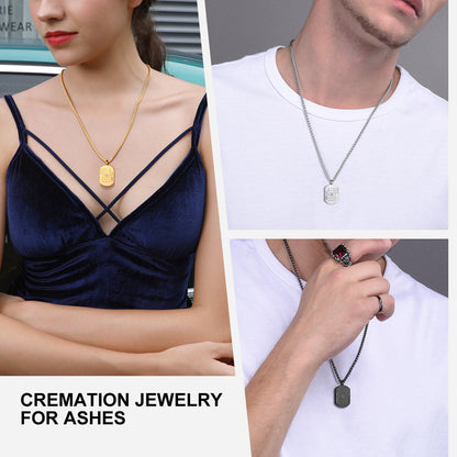 Customized Urn Dog Tag Necklace for Ashes Memorial Cremation Jewelry