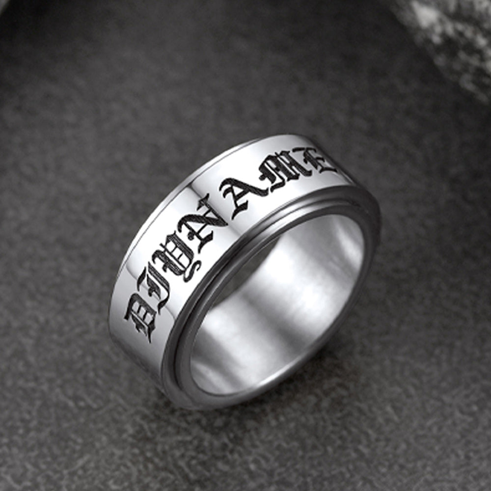 Custom Engraved Fidget Spinner Anxiety Stainless Steel Ring for
