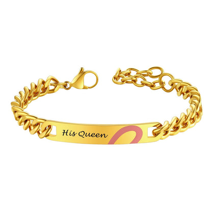 Custom Engraving Heart Couple Link Bracelet