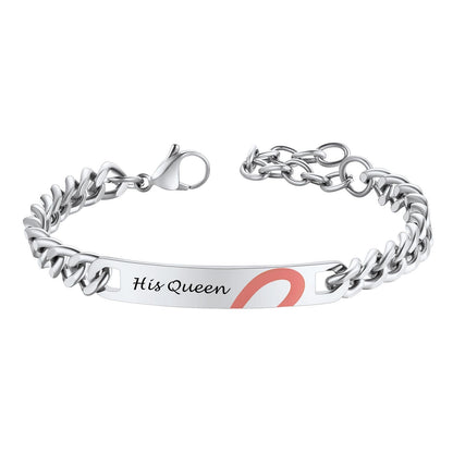 Custom Engraving Heart Couple Link Bracelet