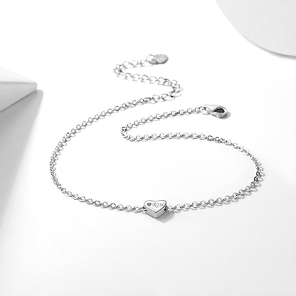 Customized Heart Anklet for in Sterling Silver
