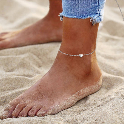 Customized Heart Anklet for in Sterling Silver