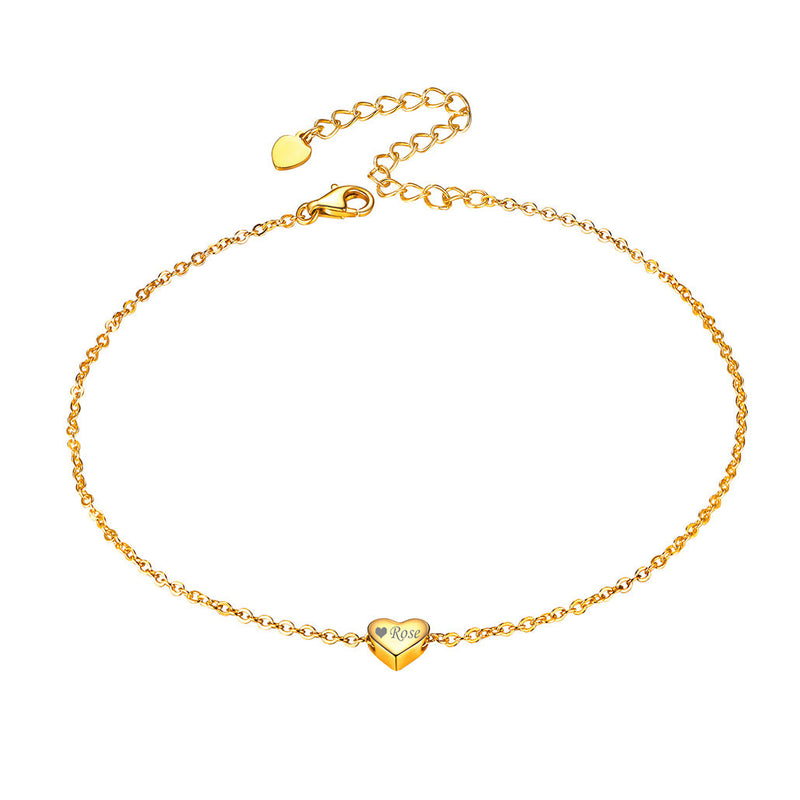 Customized Heart Anklet for in Sterling Silver