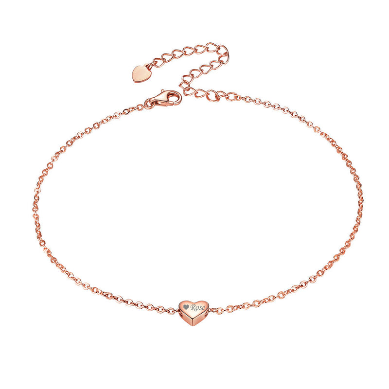 Customized Heart Anklet for in Sterling Silver