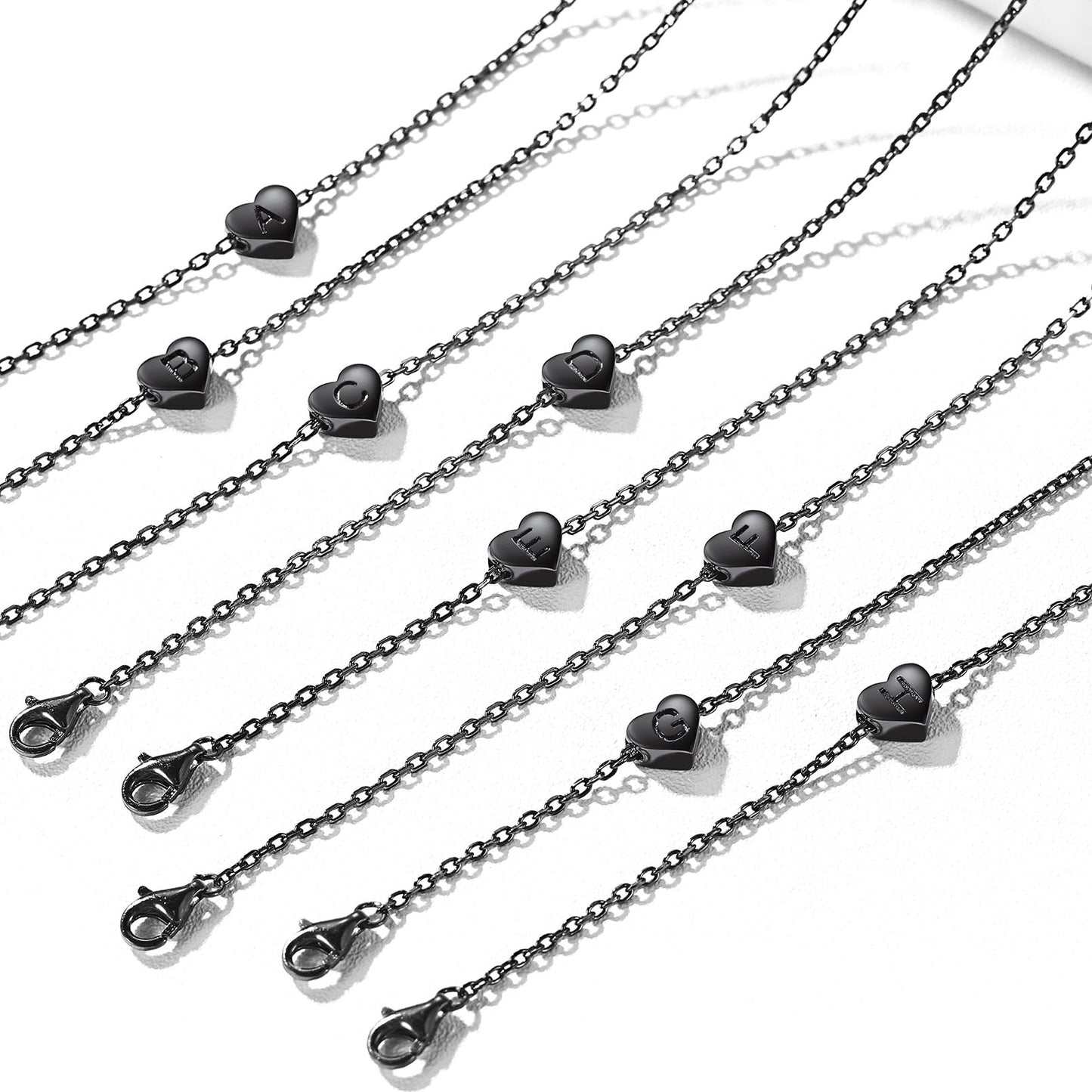 Sterling Silver Dainty Beach Heart Initial Anklet for