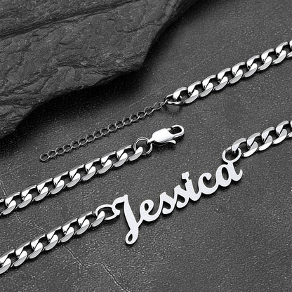 Custom Nameplate Choker Chain Necklace for 18 Inch