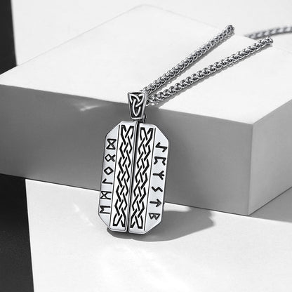 Personalized Picture Locket Dog Tag Necklace With Viking Rune for