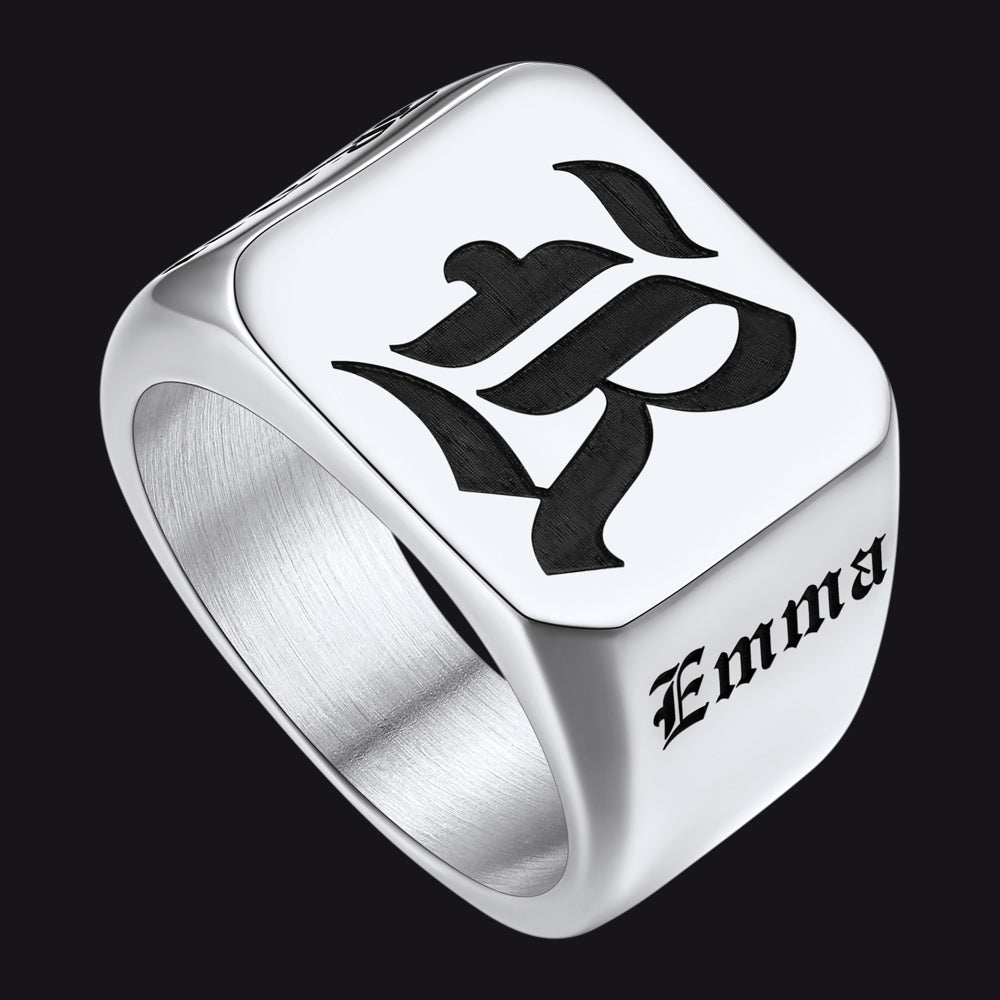 Customized Initial Name Signet Ring Gifts for Father