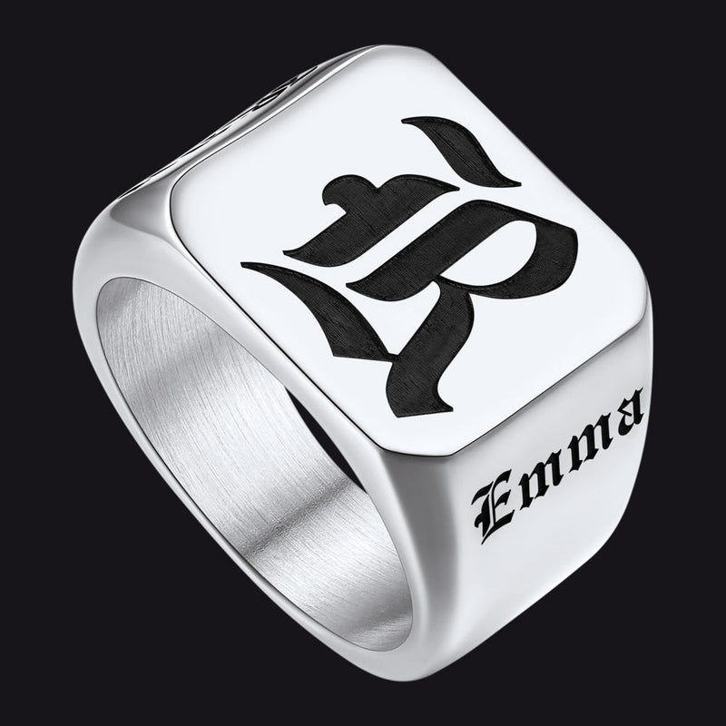 Customized Initial Name Signet Ring Gifts for Father
