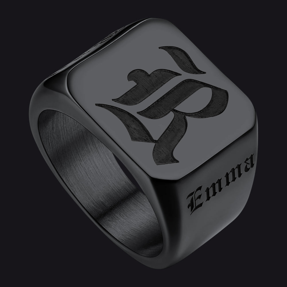 Customized Initial Name Signet Ring Gifts for Father