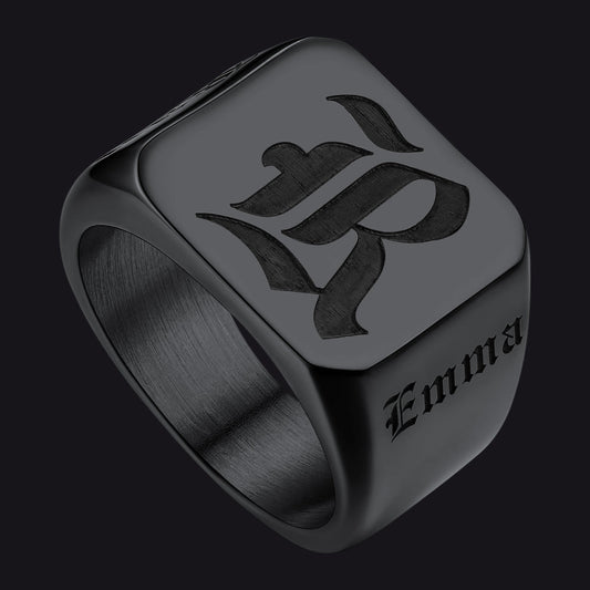 Customized Initial Name Signet Ring Gifts for Father