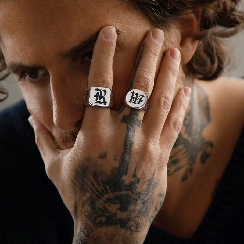 Customized Initial Name Signet Ring Gifts for Father