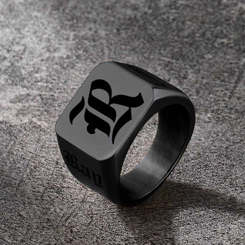 Customized Initial Name Signet Ring Gifts for Father