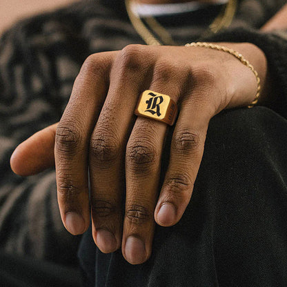 Customized Initial Name Signet Ring Gifts for Father