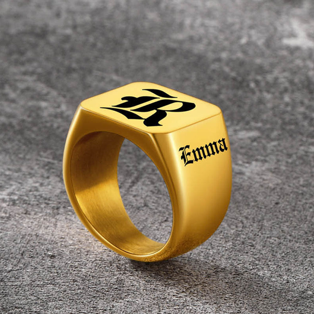Customized Initial Name Signet Ring Gifts for Father