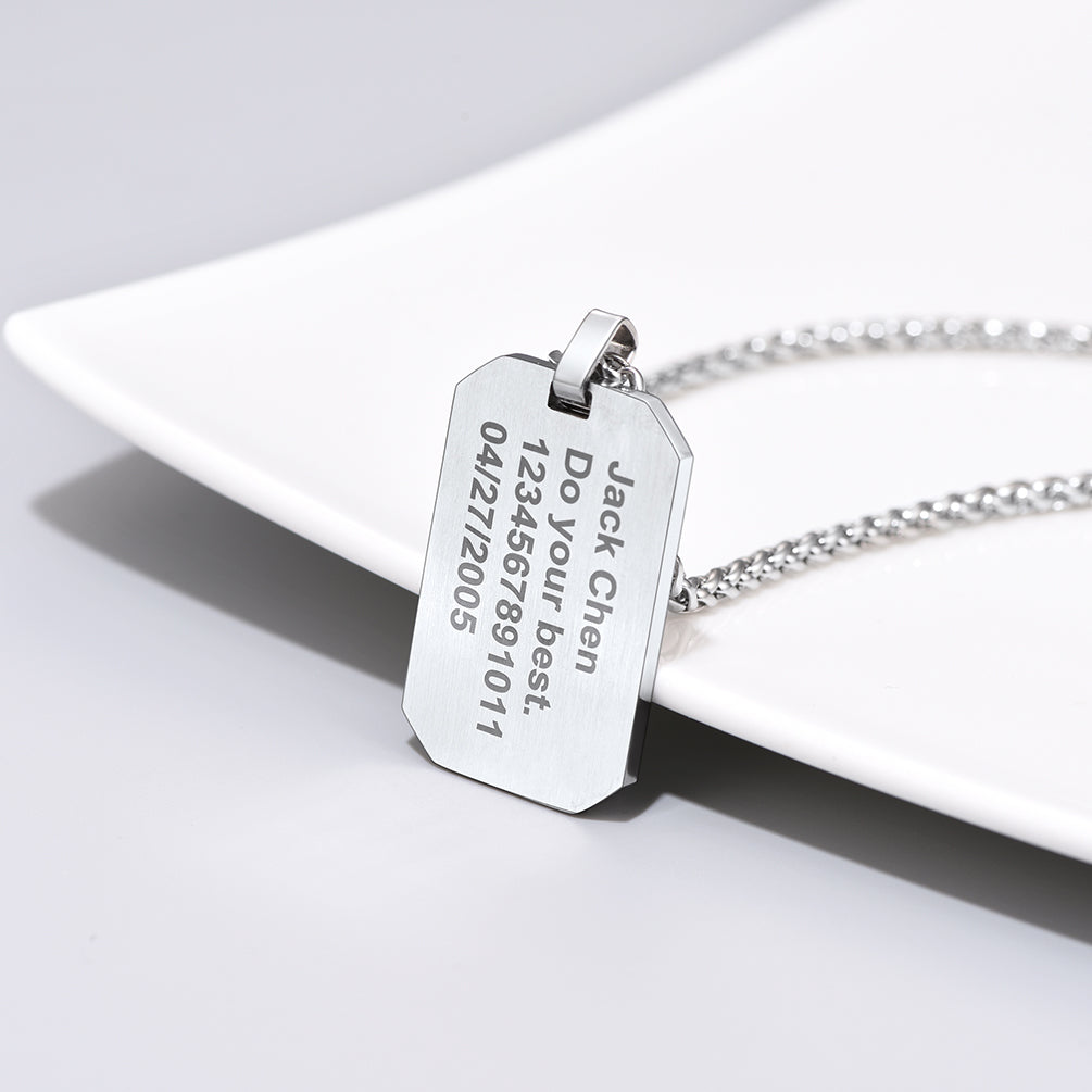 Customized Engraved Baseball Number Dog Tag Necklace for