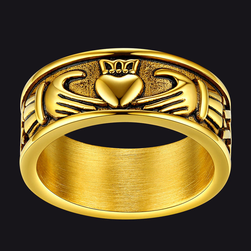 Celtic Claddagh Love Wedding Band Ring for