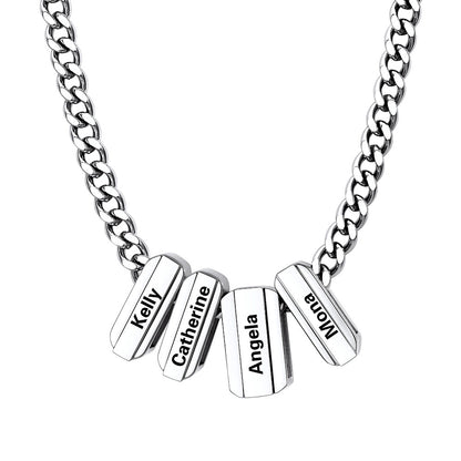 Personalized Engraved Name Chain Charm Necklace for