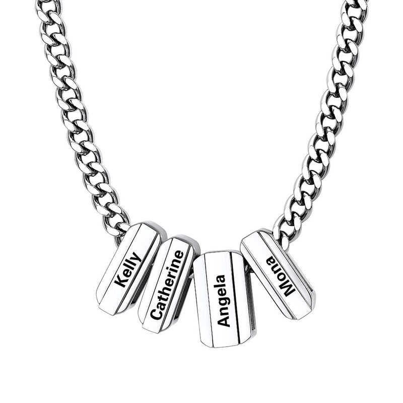 Personalized Engraved Name Chain Charm Necklace for
