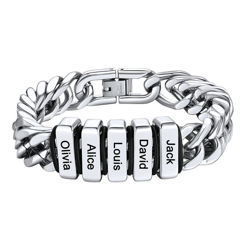 Personalized Cuban Link Bracelet Engraved Name Bracelet for