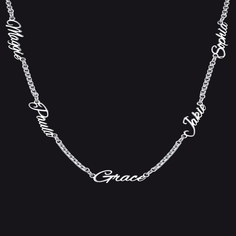 Personalized Multi Name Box Chain Necklace , Custom Mothers Day Presents