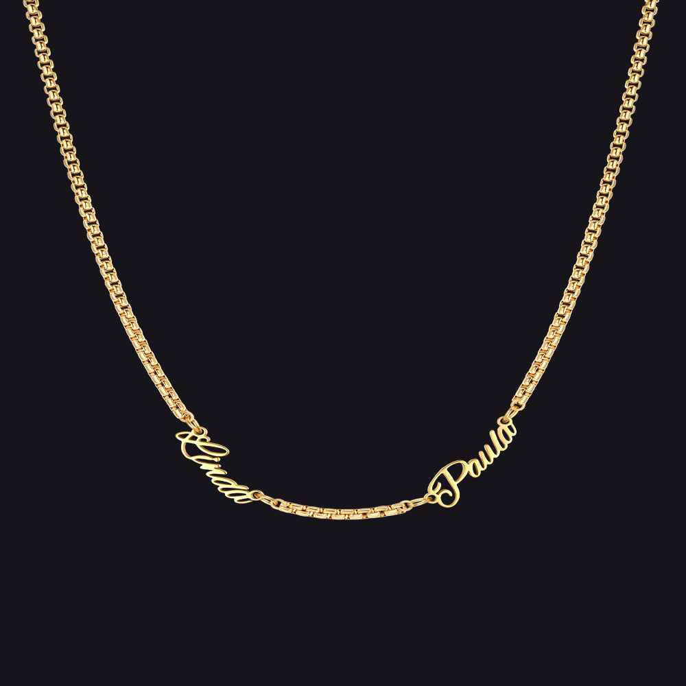 Personalized Multi Name Box Chain Necklace , Custom Mothers Day Presents