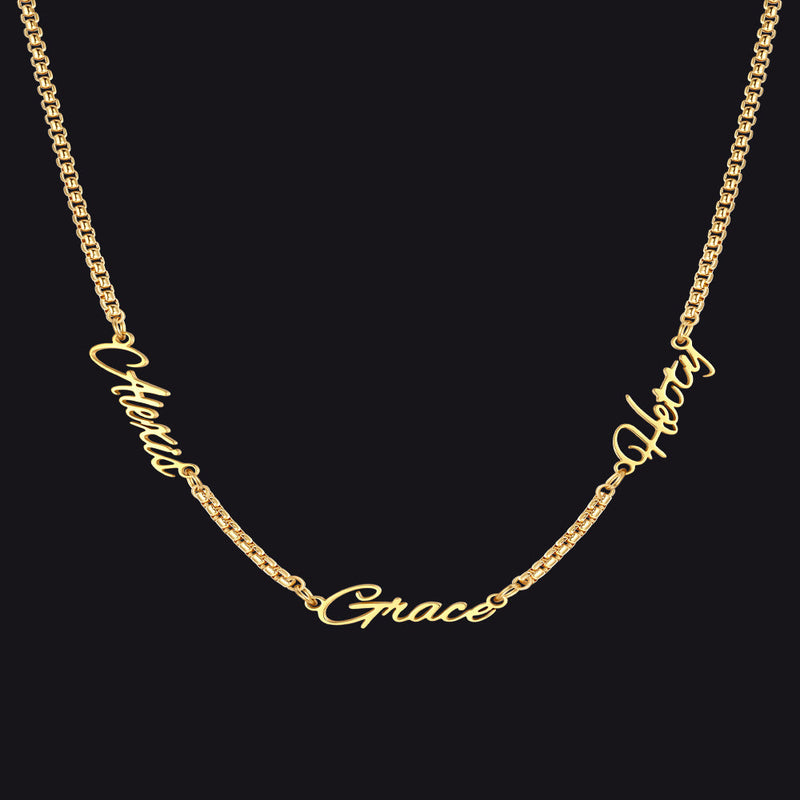 Personalized Multi Name Box Chain Necklace , Custom Mothers Day Presents