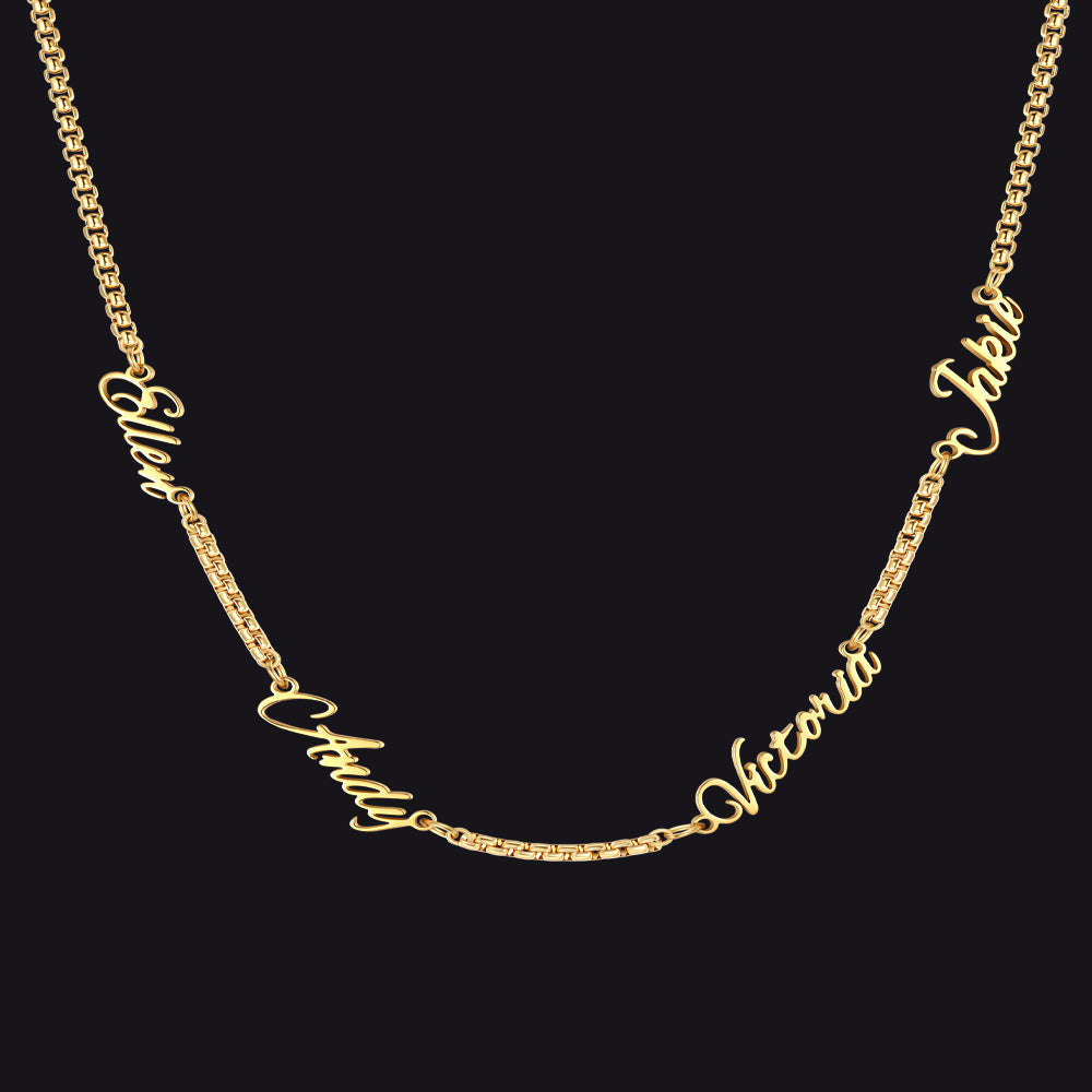 Personalized Multi Name Box Chain Necklace , Custom Mothers Day Presents