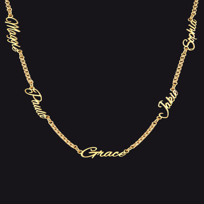 Personalized Multi Name Box Chain Necklace , Custom Mothers Day Presents