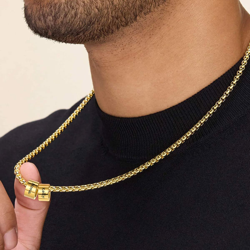 Customized Engraved Name Beads Chain Necklace for