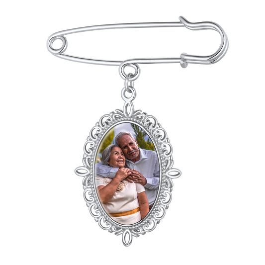 Customized Memorial Photo Charm Boutonniere Pins for Wedding