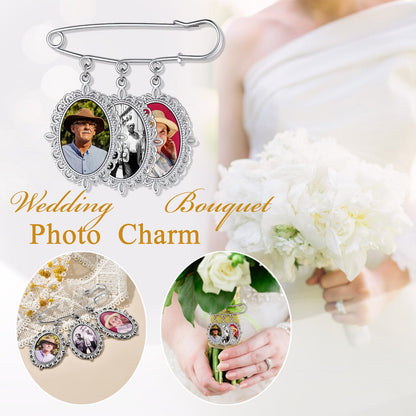 Customized Memorial Photo Charm Boutonniere Pins for Wedding