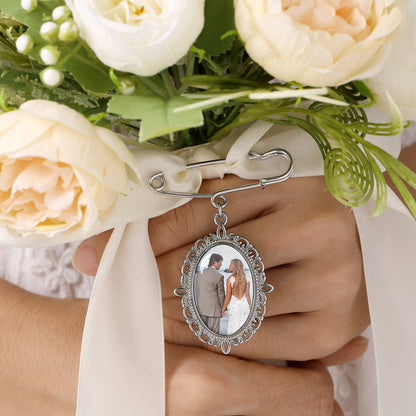 Customized Memorial Photo Charm Boutonniere Pins for Wedding