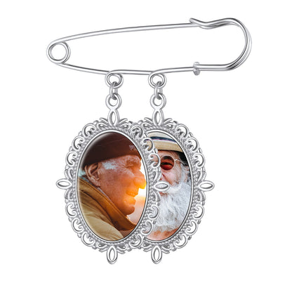 Customized Memorial Photo Charm Boutonniere Pins for Wedding