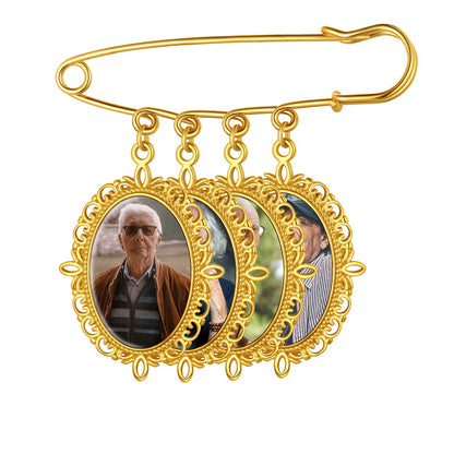 Customized Memorial Photo Charm Boutonniere Pins for Wedding