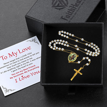 Personalized Photo Rosary Beads Cross Necklace With Picture for