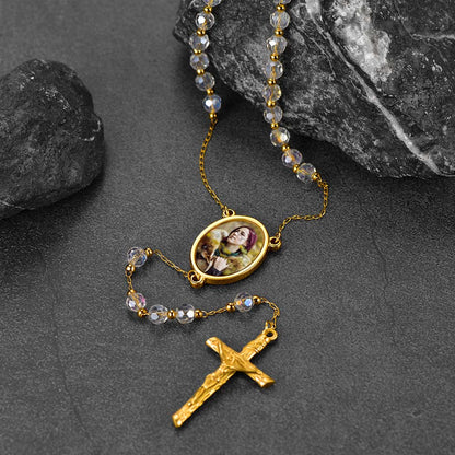 Personalized Photo Rosary Beads Cross Necklace With Picture for