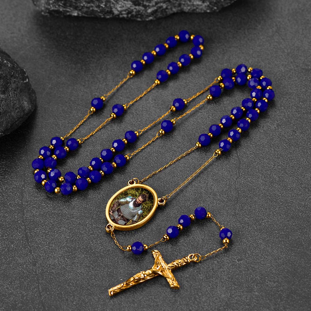 Personalized Photo Rosary Beads Cross Necklace With Picture for