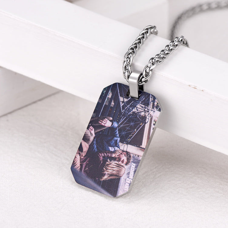Customized Memory Picture Photo Dog Tag Necklace for