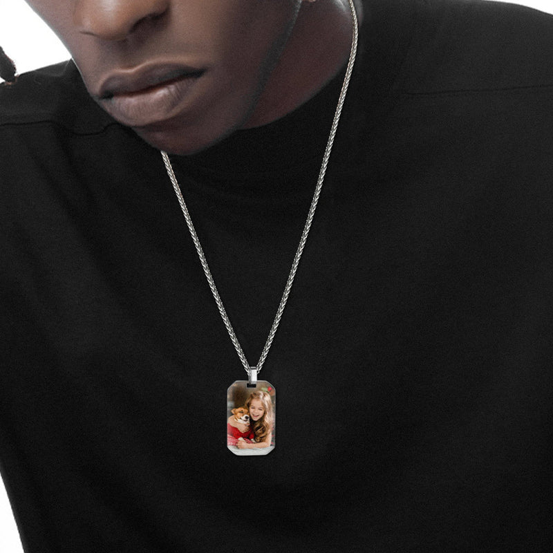 Customized Memory Picture Photo Dog Tag Necklace for