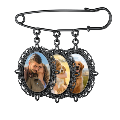 Customized Memorial Photo Charm Boutonniere Pins for Wedding