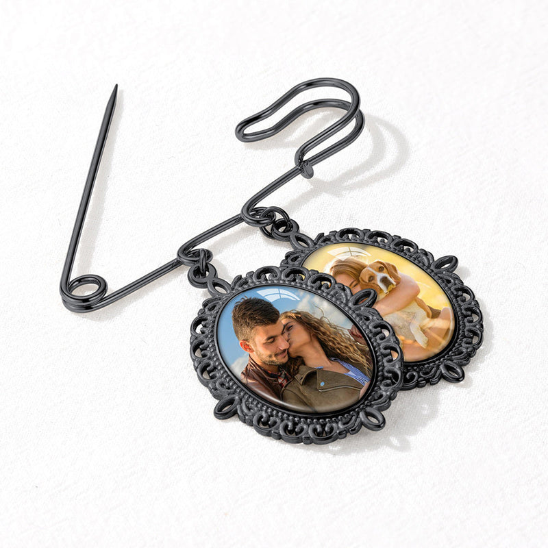 Customized Memorial Photo Charm Boutonniere Pins for Wedding