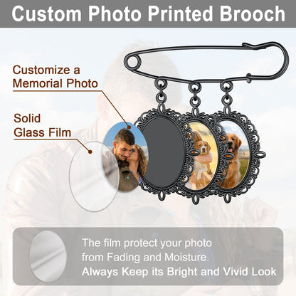 Customized Memorial Photo Charm Boutonniere Pins for Wedding