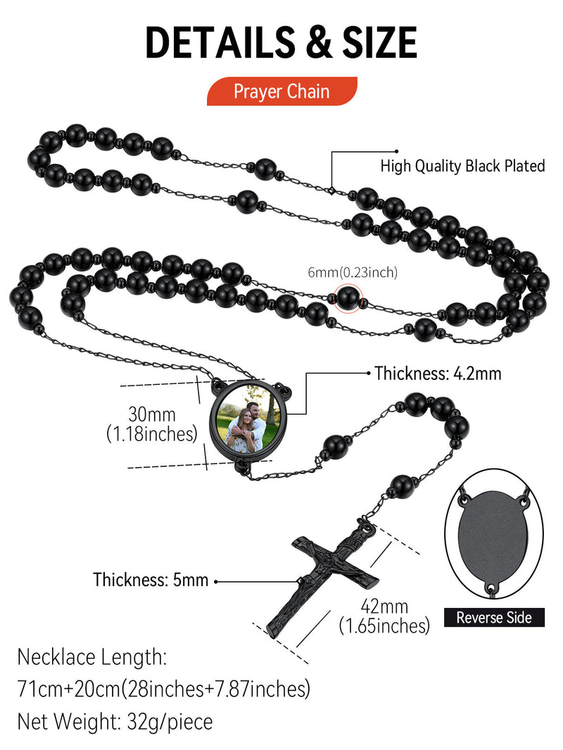 Personalized Picure Rosary Beads Pearl Chain Necklace for